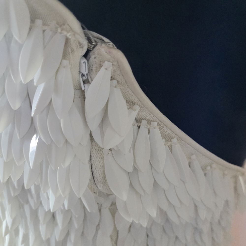 RETROFETE Sirena Feather Sequin Dress. Sz M - Picture 11 of 15